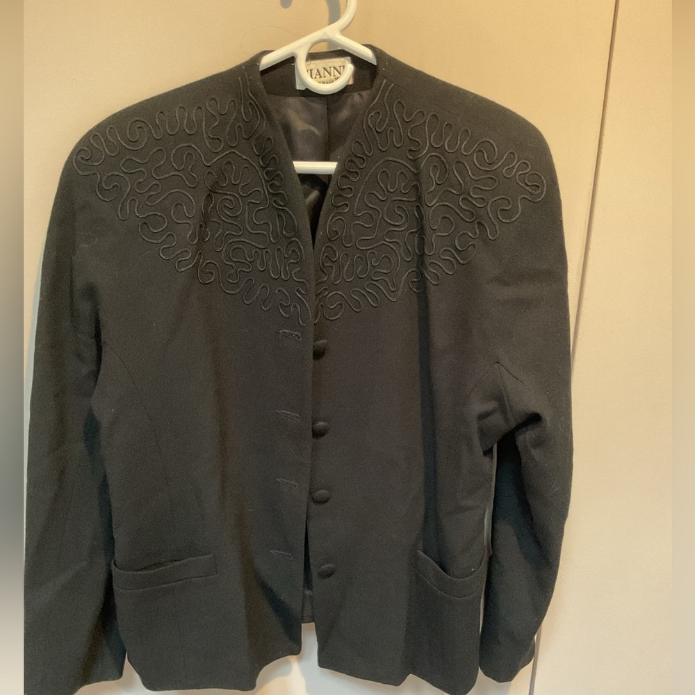 Vintage 80s Embroidered Wool Blazer